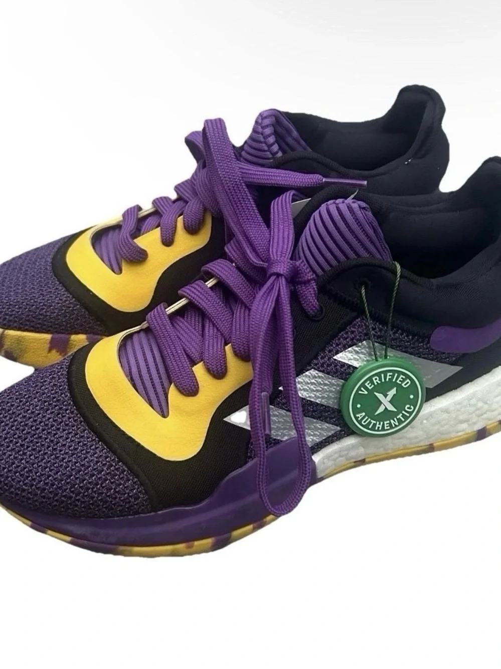 NWT Adidas Marquee Boost Low Purple And Yellow Sneakers Size 7.5